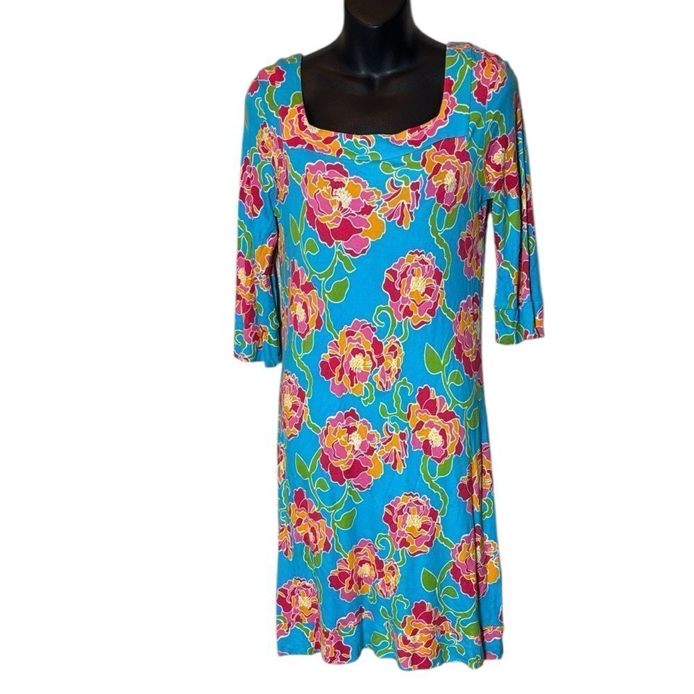 Lilly Pulitzer women’s medium Newport knit shirt dress floral vibrant